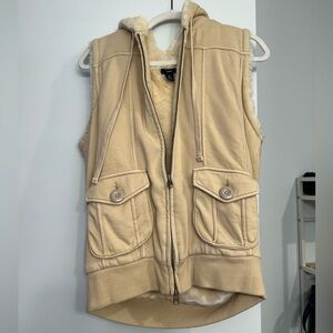 GAP Tan Hooded Vest with Pockets
